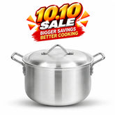 KLASSIC Aluminum Silver Steel Metal Finish Casserole/ Cooking Pot With Lid