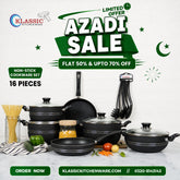 Klassic Prestige Non-Stick Cookware Set 16 Pieces with Glass Lid
