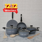 KLASSIC Oscar Marble Coated Cookware Gift Set 11 Pieces Gray