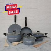 KLASSIC Oscar Marble Coated Cookware Gift Set 11 Pieces Gray