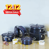 Klassic Non Stick Marble Coated Excel Cooking Pots Kitchen Set 10 Pcs With Steel Handle
