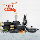 Klassic Prestige Non-Stick Cookware Set 16 Pieces with Glass Lid