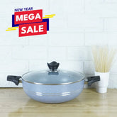 KLASSIC Marble Coated Karahi with Glass Lid Gray