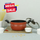 Klassic Best Non-Stick Casserole Cooking Pot (Red Handi) with Glass Lid