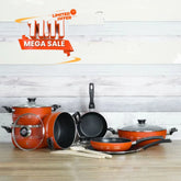 KLASSIC Vario Non Stick Cookware Gift Set 15 Pieces Glass Lid Special Red Edition