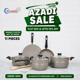 KLASSIC Oscar Marble Coated Cookware Gift Set 11 Pieces Beige