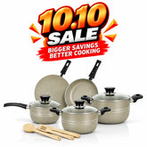 KLASSIC Oscar Marble Coated Cookware Gift Set 11 Pieces Beige