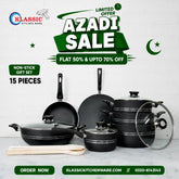 KLASSIC Vario Non-Stick Cookware Set/Kitchen Set of 15 Pieces With Glass Lid