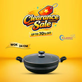 Left Over NonStick Round Karahi/Wok With Glass Lid Black