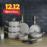 KLASSIC Vario White Marble Coated Cookware Gift Set - 15 Pieces Kitchenware Set