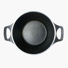 KLASSIC Die cast Non Stick Marble Coated Induction base Casserole with Glass Lid Black