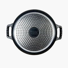 KLASSIC Die cast Non Stick Marble Coated Induction base Casserole with Glass Lid Black