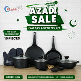 Vinton Vintage Die Cast Non Stick Cookware Set / Kitchen Set 16Pcs with Induction Base Black Gray