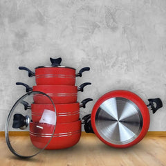 Red pots set non stick