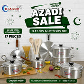 Klassic Aluminum Silver Steel Cookware Gift Set 17Pcs