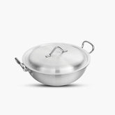 KLASSIC Round Aluminum Wok Metal Finish with Lid | Superior Cooking Performance - Klassic kitchenware Pk