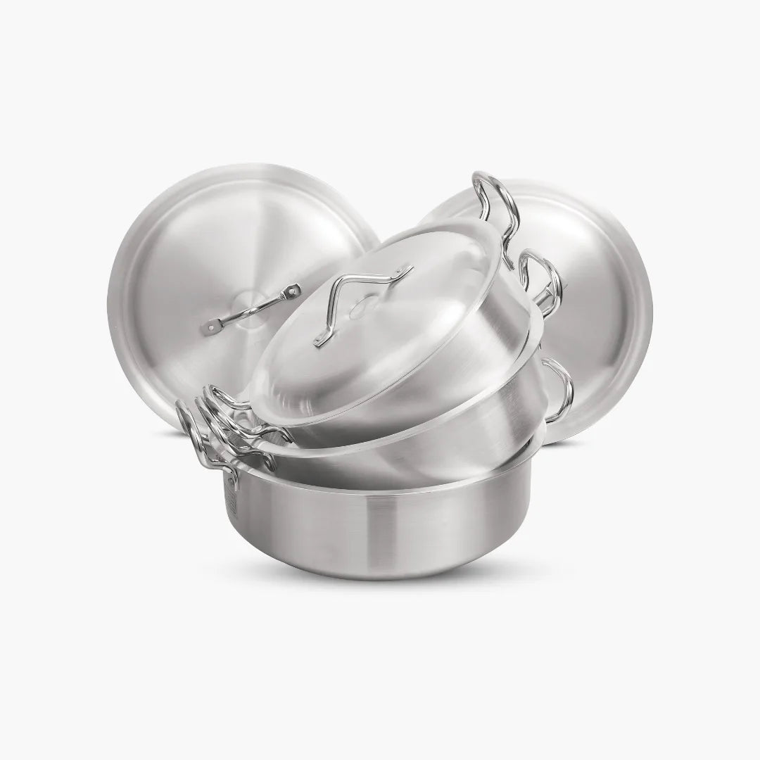 Aluminum-Metal-finish-Flat-wok-set - Klassic kitchenware Pk