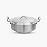 KLASSIC Flat Aluminum Metal Finish Karahi with Lid - Superior Choice for Your Kitchen - Klassic kitchenware Pk