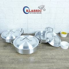 Best-Aluminum-Metal-finish-Flat-wok-set-price-in-pakistan - Klassic kitchenware Pk