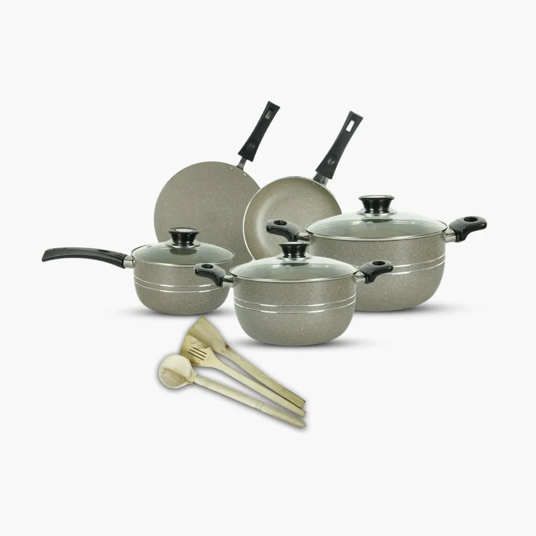 KLASSIC Oscar Marble Coated Cookware Gift Set 11 Pieces Beige - Klassic kitchenware Pk