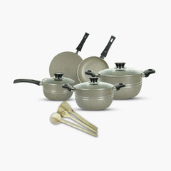 KLASSIC Oscar Marble Coated Cookware Gift Set 11 Pieces Beige - Klassic kitchenware Pk
