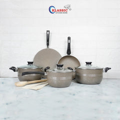 KLASSIC Oscar Marble Coated Cookware Gift Set 11 Pieces Beige - Klassic kitchenware Pk