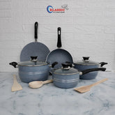 KLASSIC Oscar Marble Coated Cookware Gift Set 11 Pieces Gray - Klassic kitchenware Pk