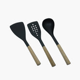 Klassic Best Quality Nylon Spoons with Wooden Grip Utensils - Kitchenware Accessories - Klassic kitchenware Pk