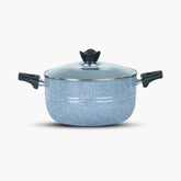 KLASSIC Non-Stick Marble Coated Casserole | Cooking Pot Handi with Glass Lid Grey - Klassic kitchenware Pk