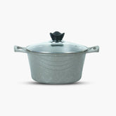 KLASSIC Die cast Non Stick Marble Coated Induction base Casserole with Glass Lid Beige - Klassic kitchenware Pk