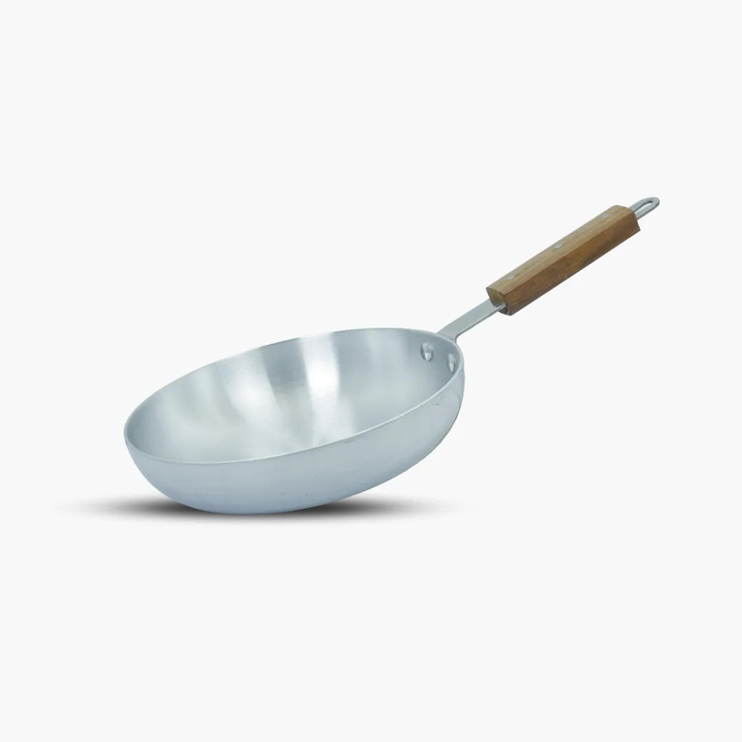 KLASSIC Round Frying Pan Metal Finish Fix Strong Wooden Handle - Klassic kitchenware Pk