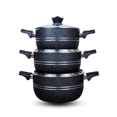 Klassic Premuim Heavy Gauge Non Stick Induction Base Casserole/ Cooking Pots Handi Set