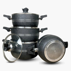 Klassic Premuim Heavy Gauge Non Stick Induction Base Casserole/ Cooking Pots Handi Set