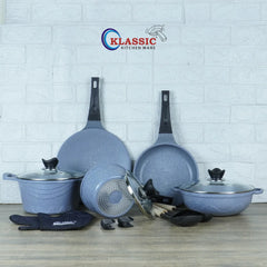 Vinton Vintage Die Cast Non Stick Cookware Set / Kitchen Set 16Pcs with Induction Base Gray - Klassic kitchenware Pk