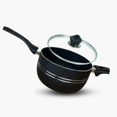 KLASSIC Best Non Stick Long Handle Casserole/Cooking Pot Handi with Glass Lid