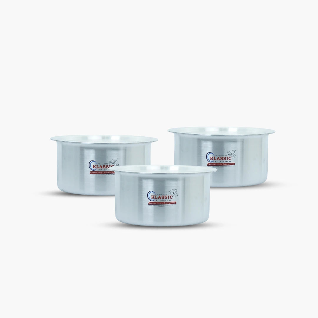 MetalFinishstainlesssteelIndainaSmallCookingpotsSet - Klassic kitchenware Pk