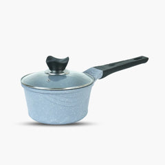 Non-Stick-Induction-base-sauce-pan_marble-coated-with-glass-lid-gray - Klassic kitchenware Pk