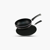 KLASSIC Nonstick Wok Long Handle 20cm With Pizza/ Paratha Pan 30.5 cm Mini Kitchenware Set - Klassic kitchenware Pk