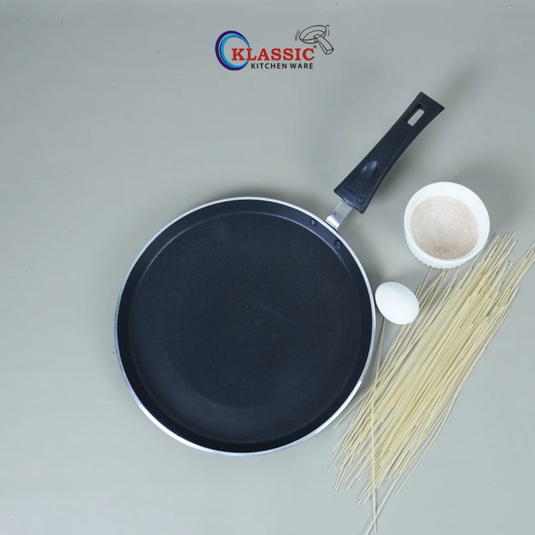 KLASSIC NonStick Wok Short Handle 24cm with Lid + Pizza / Paratha Pan Mini Cookware Kitchen Set - Klassic kitchenware Pk