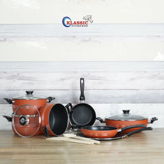KLASSIC Vario Non Stick Cookware Gift Set 15 Pieces Glass Lid Special Red Edition - Klassic kitchenware Pk