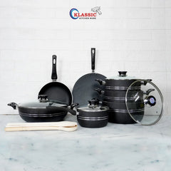 KLASSIC Vario Non-Stick Cookware Set/Kitchen Set of 15 Pieces With Glass Lid - Klassic kitchenware Pk