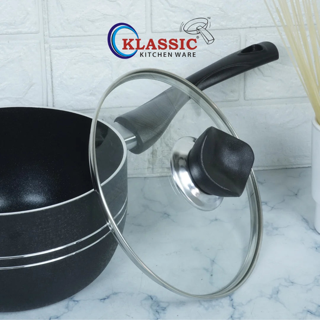 Klassic Induction Non Stick Sauce Pan with Glass Lid - Klassic kitchenware Pk