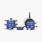 Klassic Prestige Non-Stick Cookware Set 16 Pieces with Glass Lid - Blue - Klassic kitchenware Pk
