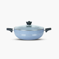 KLASSIC Marble Coated Karahi with Glass Lid Gray - Klassic kitchenware Pk