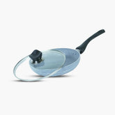 KLASSIC Nonstick Marble Fry Pan with Glass Lid gray - Klassic kitchenware Pk