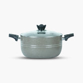 KLASSIC Non-Stick Marble Coated Casserole/Cooking Pot Handi Glass Lid Beige - Klassic kitchenware Pk