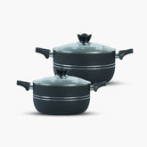 KLASSIC Nonstick Casserole/ Cooking Pots 4 Pcs Set (30.34)Cm with Glass Lid - Klassic kitchenware Pk