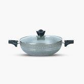 KLASSIC Marble Coated Wok with Glass Lid Beige | Premium Quality Cookware - Klassic kitchenware Pk