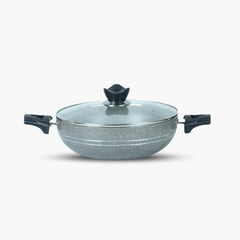 KLASSIC Marble Coated Wok with Glass Lid Beige | Premium Quality Cookware - Klassic kitchenware Pk