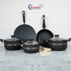 Klassic Oscar Non Stick Cookware Set/Kitchenware Set 11 Pieces with Glass Lid - Klassic kitchenware Pk